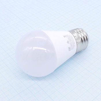Лампа LED ВС шар 7W G45 тепл. - E27, 2700K,G45,89*45 матов,620Lm, пласт/алюм, IC-драйвер