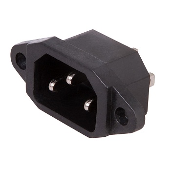 Сетевой разъем на корпус вилка тип C14 - Разъем питания серии AC, вилка 3-х полюсная, фланцевое крепление, 10А 250В