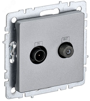 BRITE Розетка двойная TV+SAT РТВ/РСп12-БрА алюминий BR-AF20-O-K47