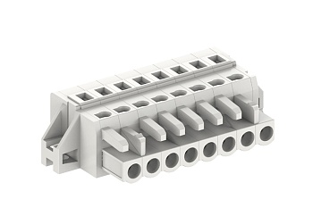 Розеточный разъем на кабель 450620/010 - Розеточный разъем, прямой, на кабель, шаг: 5.0 мм, 20 полюсов, фиксация провода пружинная, исполнение: с монтажными фланцами, 320V, 12A, цвет: серый