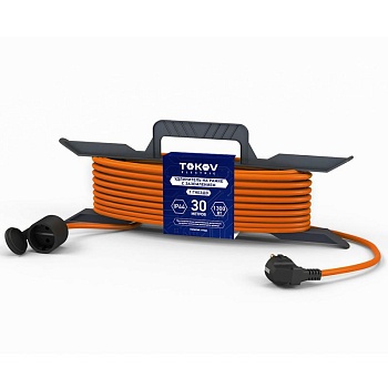 Удлинитель-шнур на рамке 1х30м с заземл. 6А IP44 3х0.75 с защ. крышкой TKE-SR30-075-Z