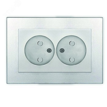 Розетка двухместная UNIVersal серия Афина б/з, с/у, з/ш, 16А, 220В, серебро (еврослот), механизм A0048-S