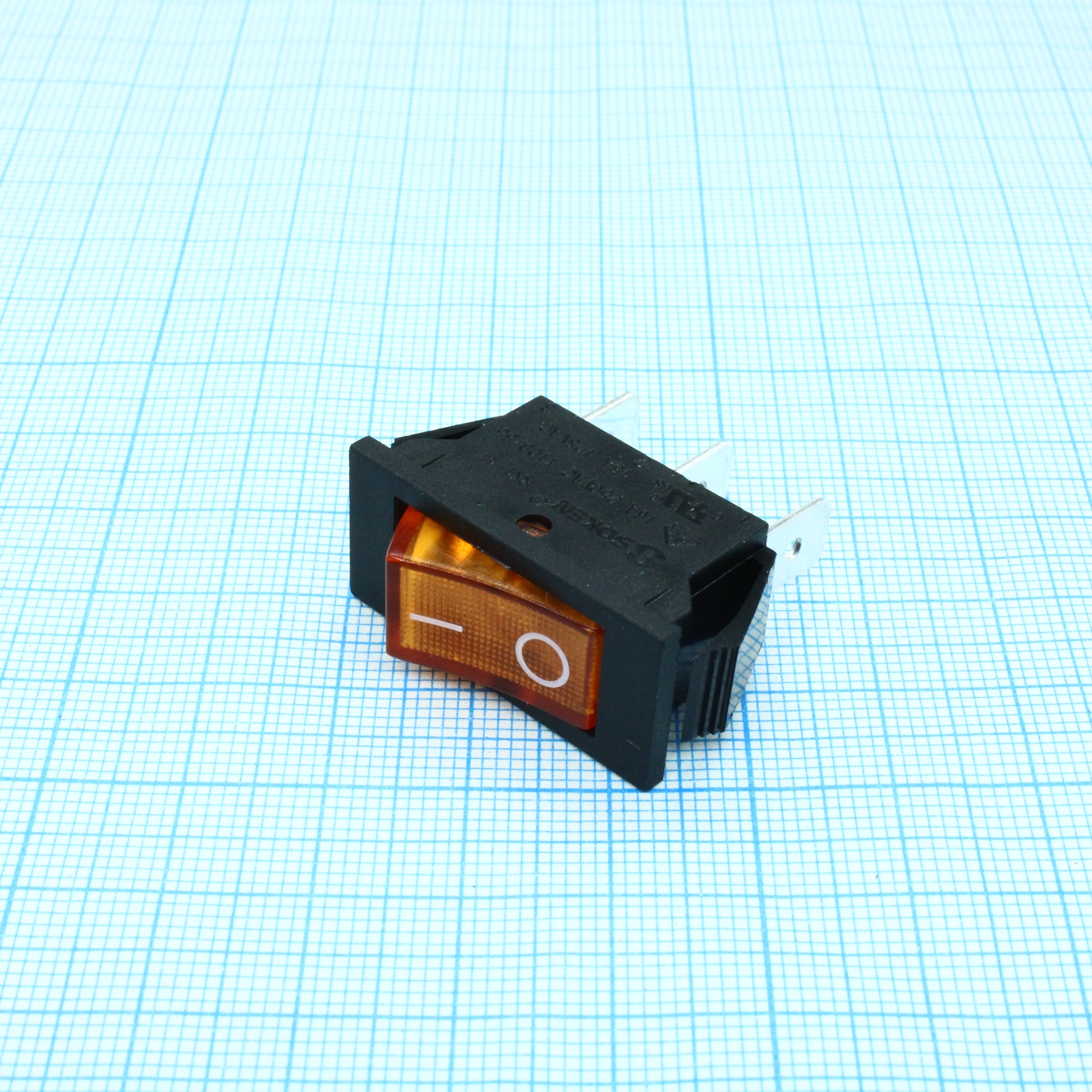 RK1-17 1X1N B/OR"0-" - Выключатель клавишный ON-OFF с подсветкой цвет корпуса (черный) цвет кнопки (оранжевый)