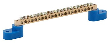 Шина NO-222-63 N ноль на двух угловых изоляторах ШНИ-6х9-22-У2-синий Б0033442