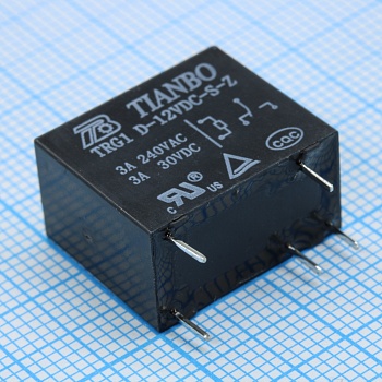 TRG1-D-12VDC-S-Z - Реле силовое 3А одна группа на переключение катушка 12В 0.45Вт