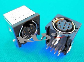 KLS1-285L-07-B - Мини DIN гнездо 7 контактов монтаж в отверстие