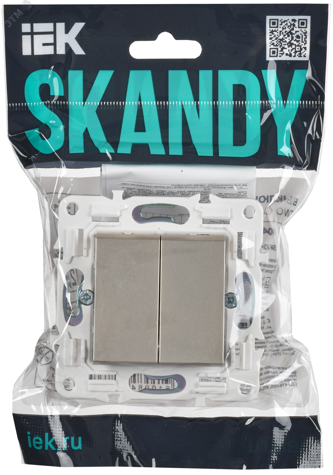 SKANDY Выключатель 2-клавишный проходной 10А SK-V05Sh шампань IEK SK-V22-0-10-K37