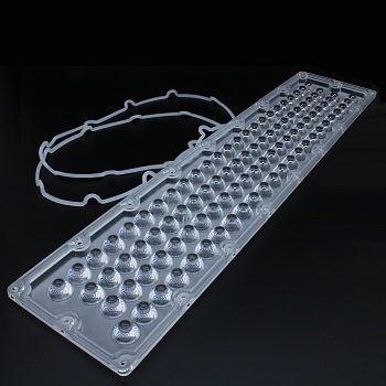 ARHB520D96LED20G - Групповая прямоугольная линза на 96 светодиодов 3030/3535/5050, эфф=90%, диаграмма ~20°, 520mm   H:116mm, PC-1250Z