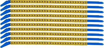 brd333205 - SCNG-13-5 клипсы жёлтые, 300шт/упак, для провода 3,4-3,8мм диаметра, легенда 5