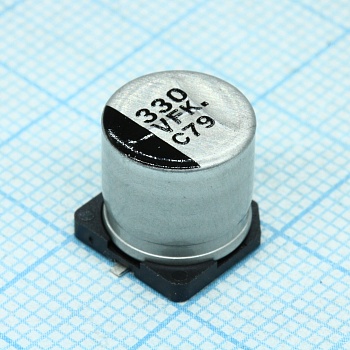 EEEFK1V331AP - Конденсатор алюминиевый электролитический 330мкФ 35В ±20% (10 X 10.2мм) для поверхностного монтажа 850мА 2000час 105°С автомобильного применения лента на катушке