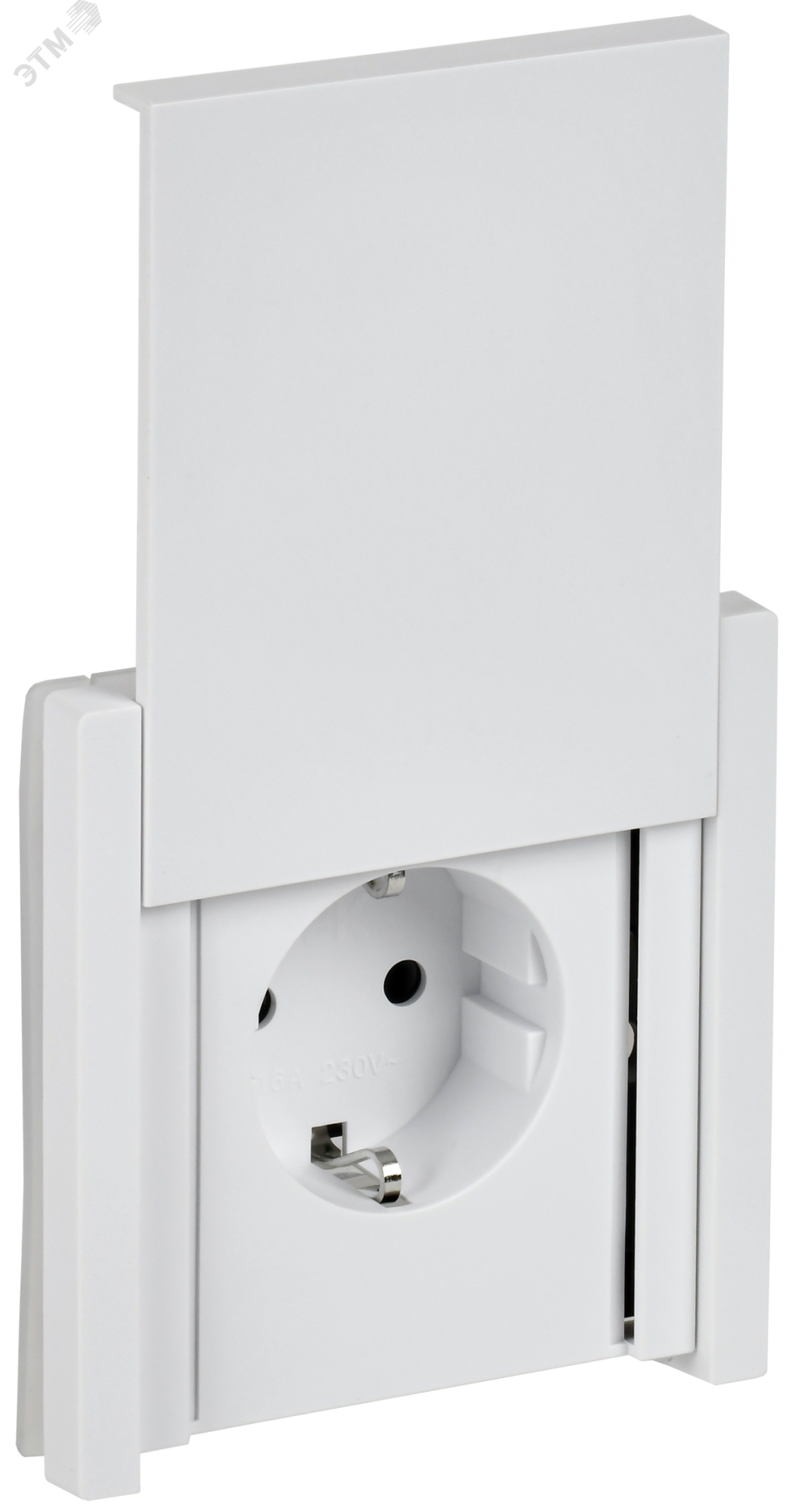 FORTE&PIANO Розетка 1-местная с заземлением с защитными шторками и крышкой безвинтовое крепление 16А IP44 FP219 белый IEK FP-R16-16-1-44-K01