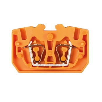 Клемма WKF 2,5/M/F orange - Проходная клемма, тип фиксации провода: пружинный, номинальное сечение: 2,5 мм кв., 24А, 800V, ширина: 5 мм, цвет: оранжевый, тип монтажа: монтажный фланец