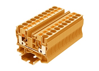 Проходная клемма TP10-2-OG - Проходная клемма, тип фиксации провода: push-in, номинальное сечение: 10 мм кв., 57A, 1000V, ширина: 10,2 мм, цвет: оранжевый, тип монтажа: DIN 35