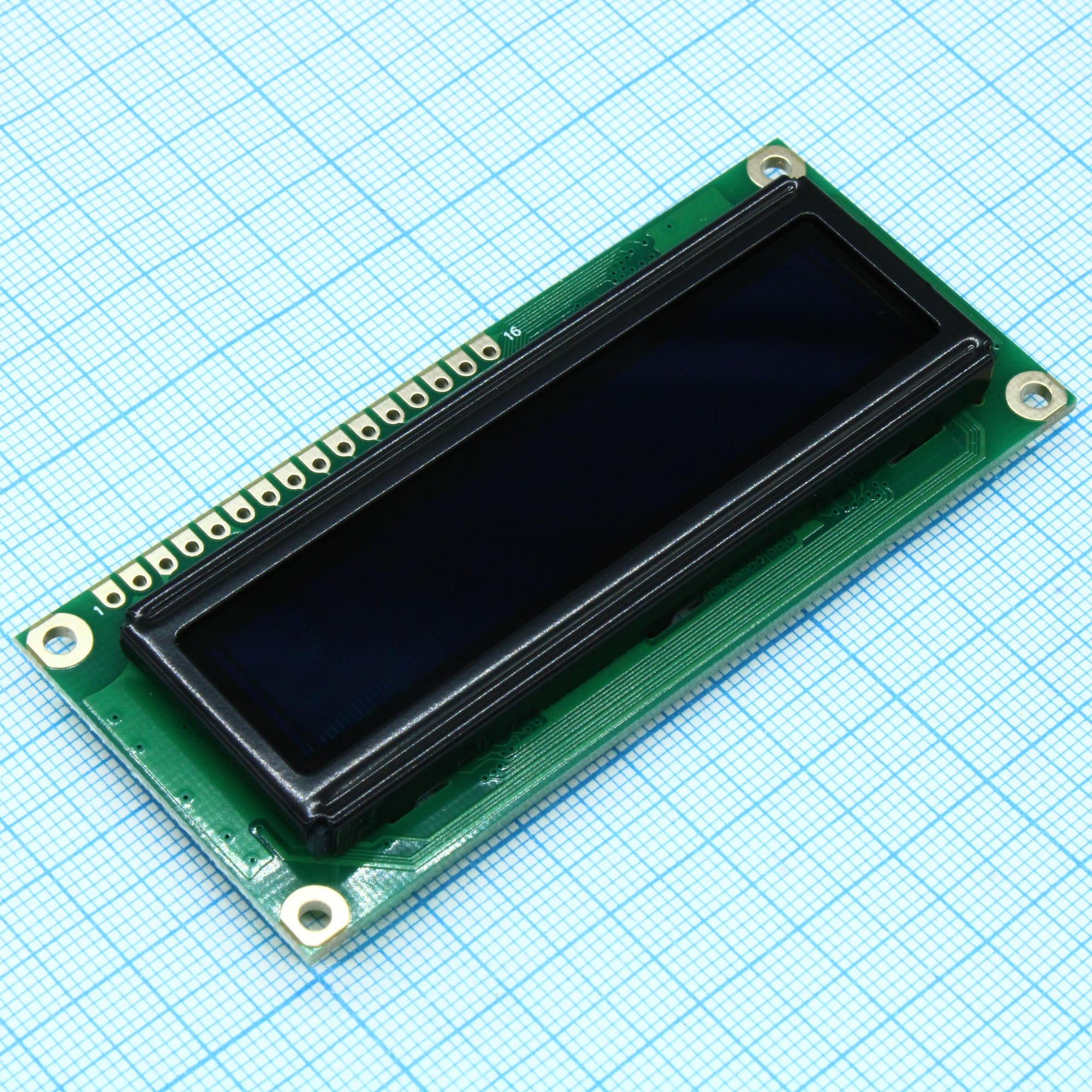 WEH001602AGPP5N00100 - OLED символьный 16х2 (1602A), зеленый, 8-битный паралл. интерфейс 6800, VDD = 5В, -40...+80С