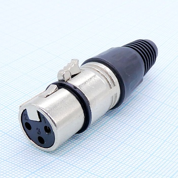 XLR1-3F пласт - Разъем XLR розетка кабельная 3 контакта под пайку