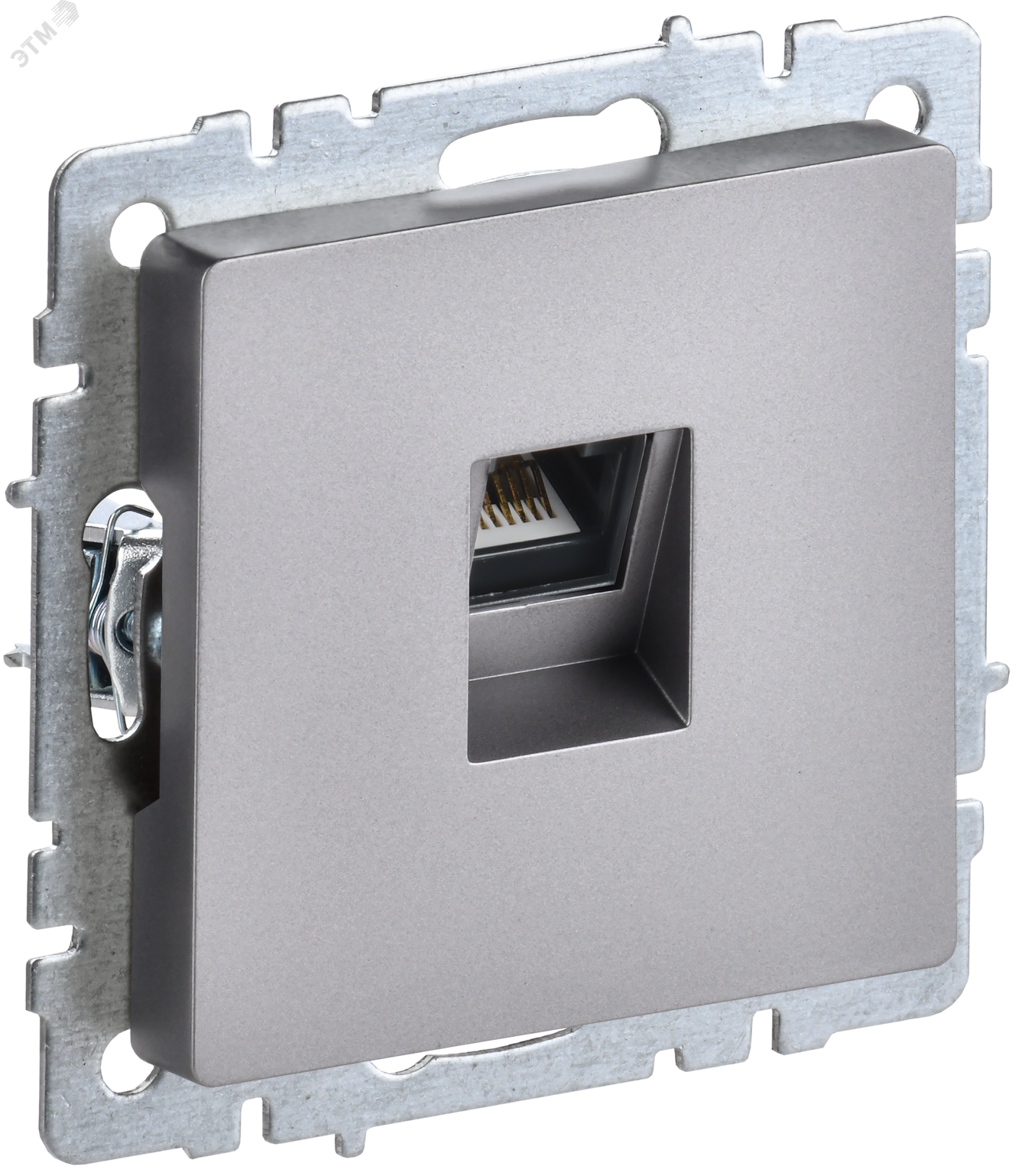 Розетка компьютерная СП RJ45 кат.5E BRITE РК10-БрС сталь IEK BR-K10-1-K46