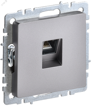 Розетка компьютерная СП RJ45 кат.5E BRITE РК10-БрС сталь IEK BR-K10-1-K46