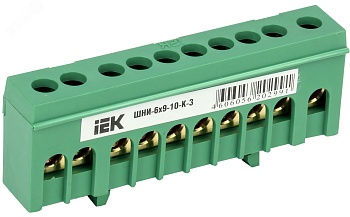 Шина PE "земля" в корп. изол. на DIN-рейку ШНИ-6х9-10-К-З YNN10-69-10KD-K06