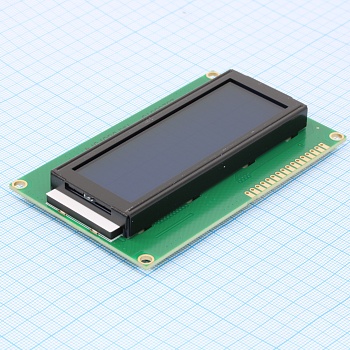 HTM2004A-25W-T5P 12H - ЖКИ знакосинтезирующий 20 x 4, STN Синий Негативный/прозрачный светодиодная подсветка Белая, размеры 98x60 мм, видимая область 76x25.8 мм, -20...70°С, 12 o`clock, 16 контактов сверху