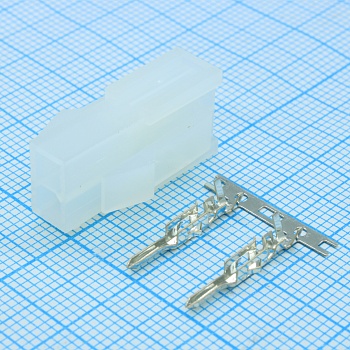 MF-2X1M +TERMINAL - Разъем питания Mini-Fit 2 контакта, вилка на кабель, шаг 4,2мм