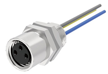 Розеточный разъем в панель M8A06C-FFHA-UC0.5 - Розеточный разъем в панель, 6 полюсов, M8, гайка сзади, с проводом 0,5 метра, A-Code, 1,5А, 30V, резьба на гайке M8*0.5, резьбовое соединение: латунь неэкранированный