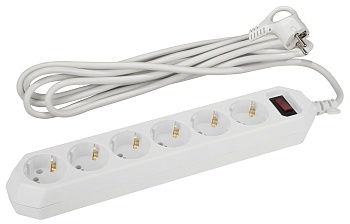 Сетевой фильтр USF-6es-3m-W с базовой защитой с заземлением с выключателем 6 розеток 3м 10А белый Б0037262