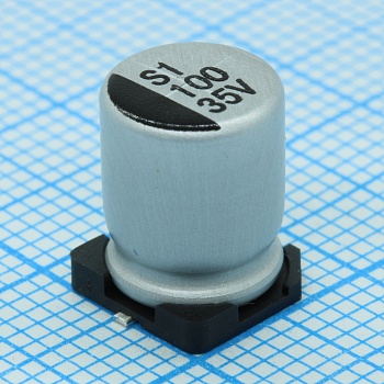 CS035M101F10PKKKV00R - Конденсатор алюминиевый электролитический 35В 100мкФ ±20%, 175мА, 2000ч, -55...+85°C, SMD 8*10mm