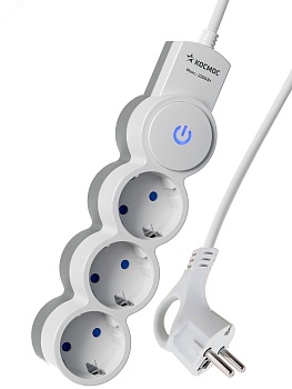 Удлинитель 3х5м ПВС 3х0.75 с защ. шторк. с заземл. IP20 с выкл. 220В 10А 2200Вт бел. YKsm5m-3g-Z-V10A-W