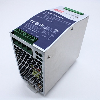 TDR-240-24 - AC-DC, 240Вт, ККМ, 3-х фазный, вход 340…550В AC, 47…63/480…780В DC, выход 24В/10A, рег. вых 24…28В,  изоляция 3000В AC, в кожухе на DIN-рейку 63х125.2х113.5мм, -30…+70°С