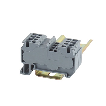 Проходная клемма JUT14-2.5-BE - Проходная клемма, тип фиксации провода: пружинный, номинальное сечение: 2,5 мм кв., 800V, 24A, ширина: 5,2 мм, цвет: синий, тип монтажа: DIN35