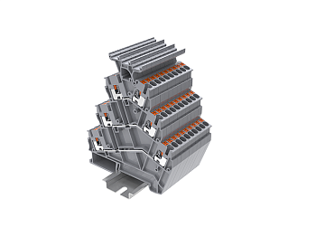 Трехуровневая клемма TPTS2.5-2T-GY - Трехуровневая клемма, угловая, с держателем маркировки, тип фиксации провода: push-in, номинальное сечение: 2,5 мм кв., 20A, 500V, ширина: 5,2 мм, цвет: серый, тип монтажа: DIN 35