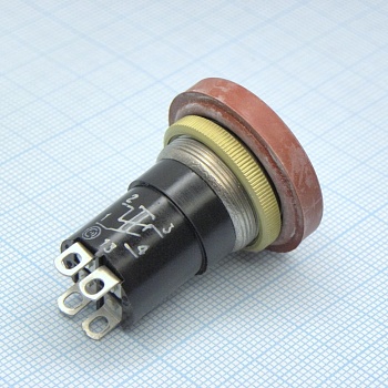 К-3-2П  20мм (металл) - 1 замыкание, 1 размыкание, красный протектор