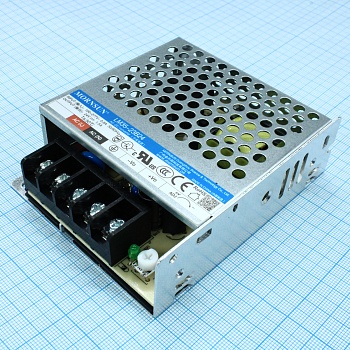 LM35-23B24 - AC-DC, 50Вт, вход 85...305В AC 47...63 Гц, выход 24В/1.5А, изоляция 4000В AC, в корпусе на шасси, -30...+70°C