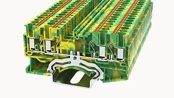 Заземляющая клемма DS2.5-QU-PE-01P-1C - Заземляющая клемма, 4 точки подключения, тип фиксации провода: Push-in, номинальное сечение: 2,5 мм кв., ширина: 5,2 мм, цвет: желто-зеленый, тип монтажа: DIN35