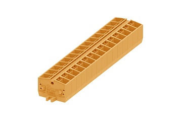 Клемма мини 254332 - Мини клемма, верхний подвод кабеля, 4 точки подключения в клемме, тип фиксации провода: пружинный, номинальное сечение: 2,5 мм кв., 24A, 800V, цвет: оранжевый, тип монтажа: монтажные фланцы