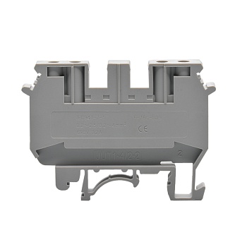 Проходная клемма JUT1-4/2-2-GY - Проходная клемма, 4 точки подключения, тип фиксации провода: винтовой, номинальное сечение: 4 мм кв., 690V, 32A, ширина: 6,2 мм, цвет: серый, тип монтажа: DIN35