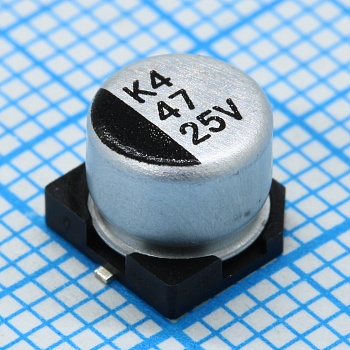 CK025M470E5APKKKV00R - Конденсатор алюминиевый электролитический SMD 47мкФ 25В ±20% (6.3х5.4)мм 70мА 2000час 105°C лента на катушке
