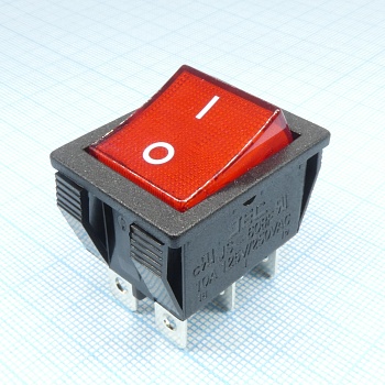 RS-608FBL0BRBT2-G - переключатель клавишный 2хON-ON 250В 16А с кр.подсветкой(аналог B127B)