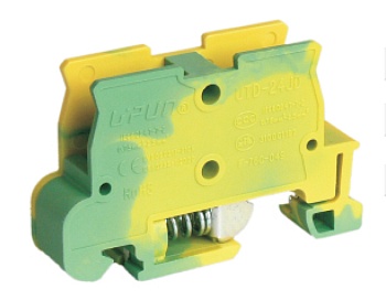 Барьерная клемма UTD-24JD - Заземляющая барьерная клемма, тип фиксации провода: винтовой, номинальное сечение: 4 мм кв., ширина: 11 мм, цвет: желто-зеленый, тип монтажа: DIN 35