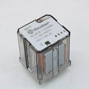 62.33.8.110.0300 - Силовое электромеханическое реле; монтаж в розетку или наконечники Faston 187 (4.8х0.5мм); 3NO 16A; контакты AgCdO (зазор ? 3мм); катушка 110В АC; степень защиты RTI; опции: нет