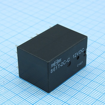 861T-2A-C 12VDC - Реле автомобильное сдвоенное пайка в плату. Упр.: 12VDC, Потр. мощн.: 1.1W. Комм.: 10Aх2 14VDC, конт.: 2х2 открытых, размер (LxWxH) мм: 29.0 х 17.5 х 19.5.