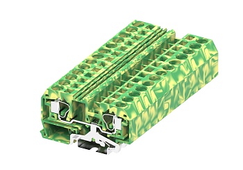 Заземляющая клемма 204935 - Заземляющая клемма, TA4-2-2, 4 точки подключения, тип фиксации провода: пружинный, номинальное сечение: 4 мм кв., ширина: 6 мм, цвет: желто-зеленый, DIN 35