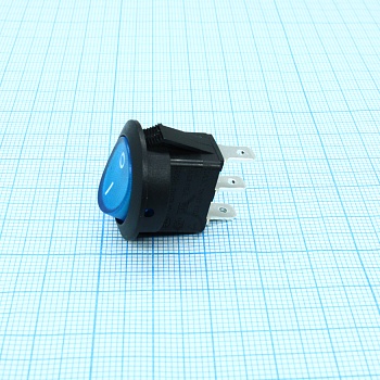 RK2-13 1X1N B/BL"0-" - Выключатель клавишный ON-OFF с подсветкой цвет корпуса (черный) цвет кнопки (синий)