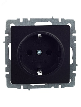 Розетка BRITE РС14-1-0-БрЧ 16А с заземл. защ. шторки черн. BR-R14-16-K02