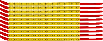 brd333104 - SCNG-10-4 клипсы жёлтые, 300шт/упак, для провода 2,8-3,4мм диаметра, легенда 4