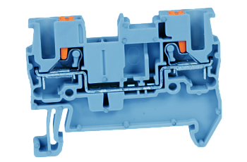 Проходная клемма UJ6-2.5(BU) - Проходная клемма, тип фиксации провода: push-in, номинальное сечение: 2,5 мм кв., 24A, 800V, ширина: 5,2 мм, цвет: синий, тип монтажа: DIN 35