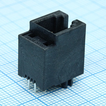 955032441 - Разъем модульный Cat 3, RJ-11 розетка 4 контакта 2.54мм прямой монтаж в отверстие 4 вывода 1 порт лоток