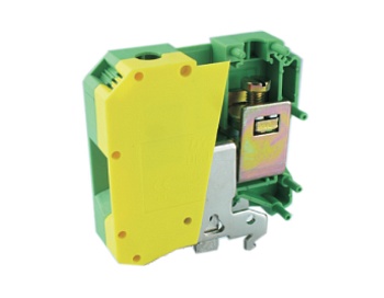 Заземляющая клемма UKHV-50JD - Заземляющая клемма, тип фиксации провода: винтовой, номинальное сечение: 50 мм кв., ширина: 20 мм, цвет: желто-зеленый, тип монтажа: DIN 35