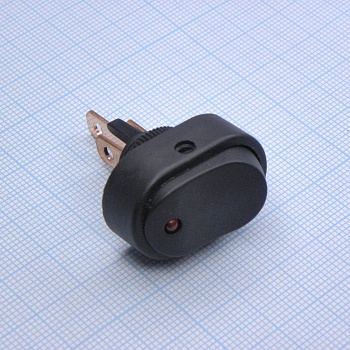 DS ASW-20D красный ON-OFF - клавишный выключатель со светодиодной красной подсветкой 12V