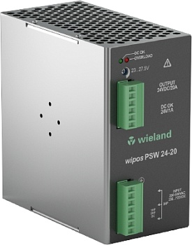 Блок питания WIPOS PSW 24-20 - Импульсный источник питания, трехфазный, 24 V / 20 A, 480 W; диапазон входных напряжений: 187-550 V AC; 250-725 V DC; габариты (мм): ширина x высота x глубина: 125 x 73 x 140; вес 1,0 кг; монтаж: на DIN рейку, температура ок
